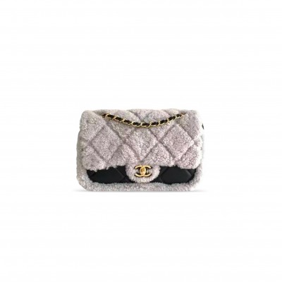 CHANEL MASTER SHEARLING LAMBSKIN & GOLD-TONE METAL FLAP BAG AS5148 (18*12*6cm)